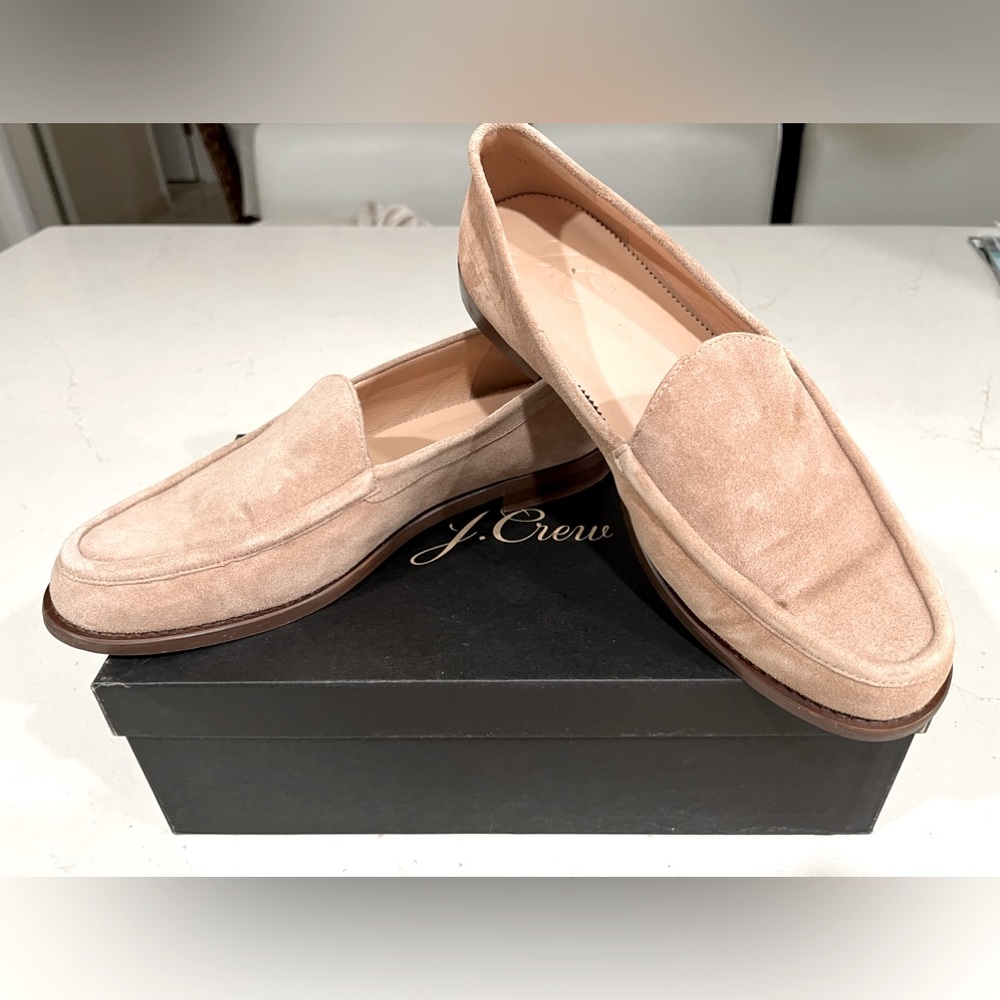 JCrew suede loafers blush pink